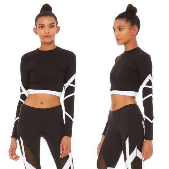 ALO Yoga Tops - ALO Yoga Black Bandage Long Sleeve Crop Mock Tee M